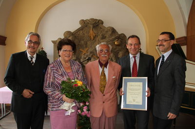 Dr. Michael Rückert, Landtagspräsidentin Barbara Stamm, Alfred Mahn, Prof. Dr. Klaus Hauer, Dr. Michael Schwab (v. li.)